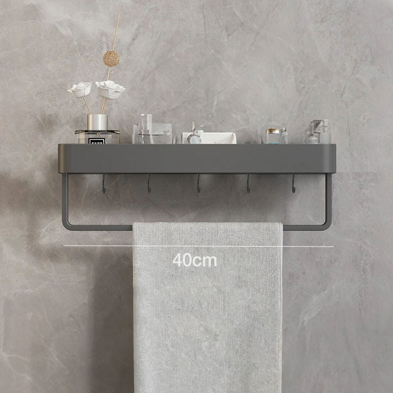 wall-mounted bathroom shelf with towel rail