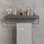 wall-mounted bathroom shelf with towel rail