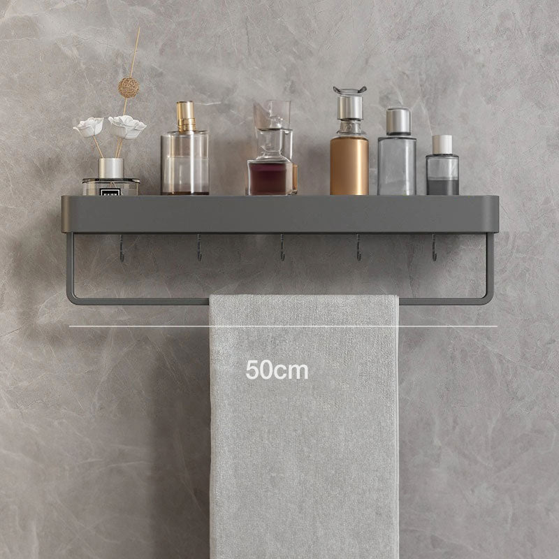 wall-mounted bathroom shelf with towel rail