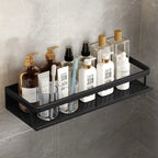wall-mounted black shower shelf