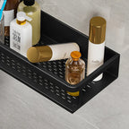 wall-mounted black shower shelf