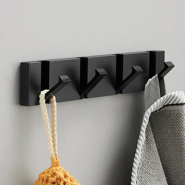 wall-mounted folding hook rail in black