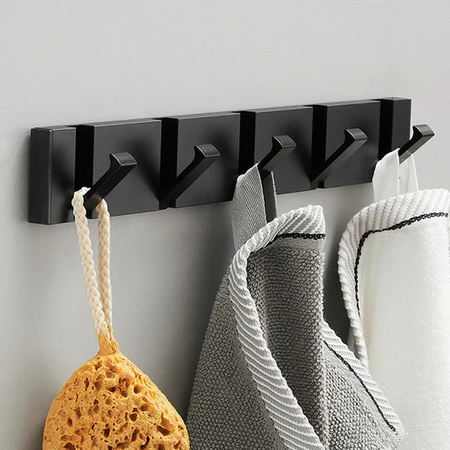 wall-mounted folding hook rail in black