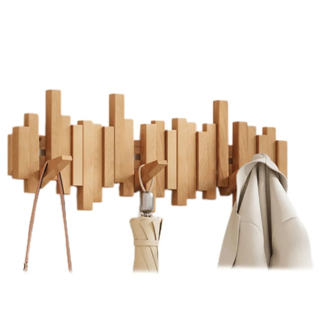 wall-mounted piano key coat hooks in beech wood