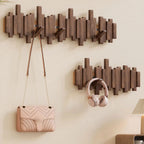 wall-mounted piano key coat hooks in beech wood