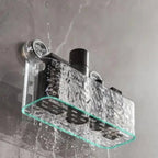 wall-mounted shower shelf with suction cups