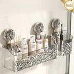 wall-mounted shower shelf with suction cups