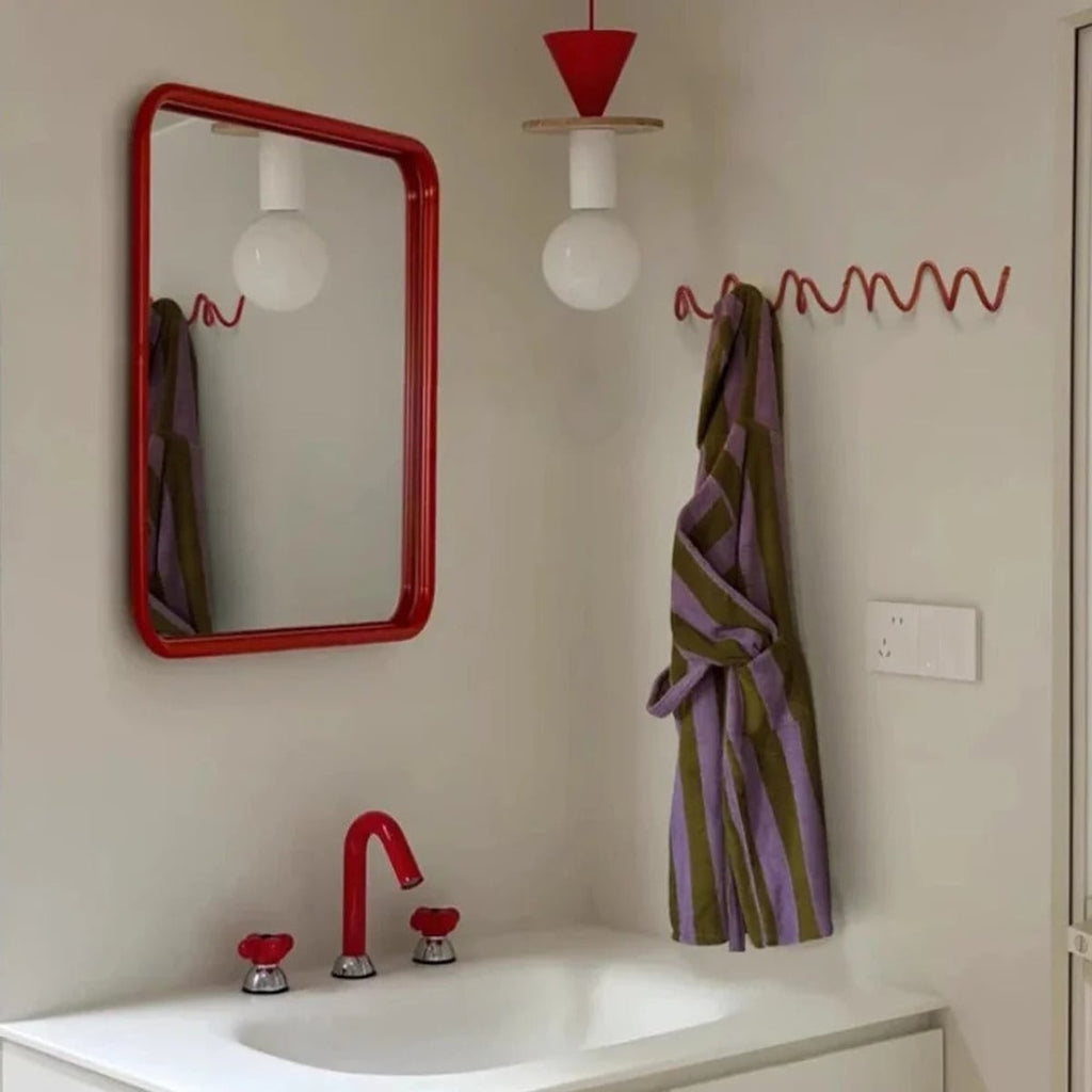 wave wall-mounted coat rack in red