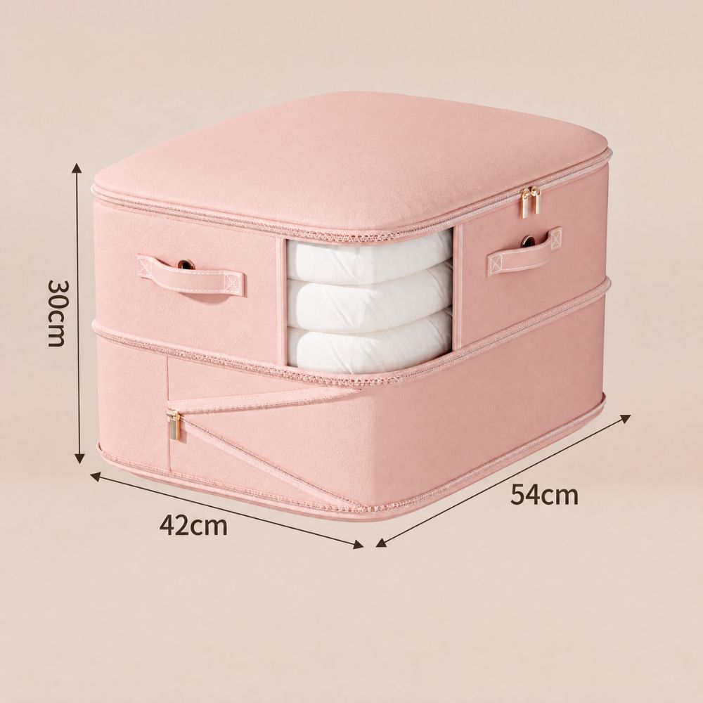zipped compression storage bag in blush pink