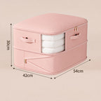 zipped compression storage bag in blush pink
