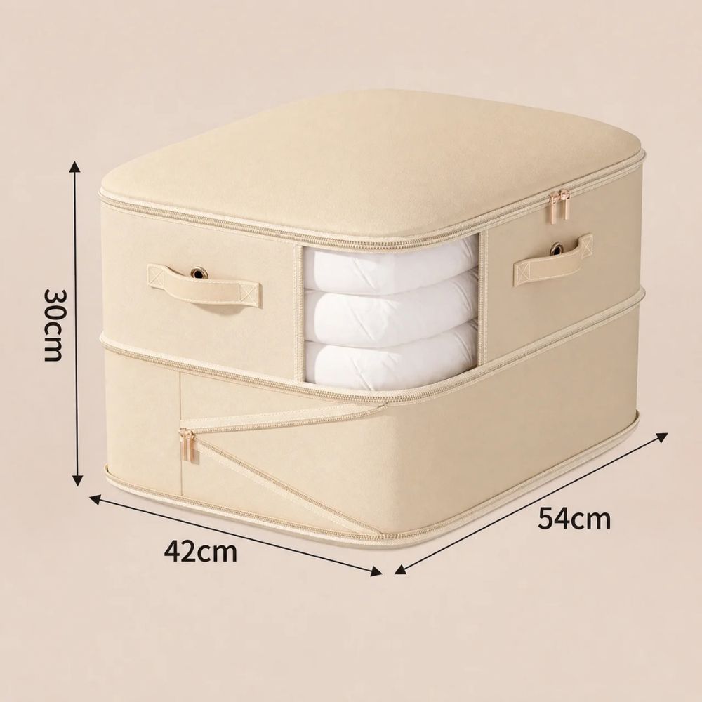 zipped compression storage bag in ivory cream