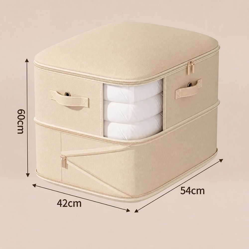 zipped compression storage bag in ivory cream